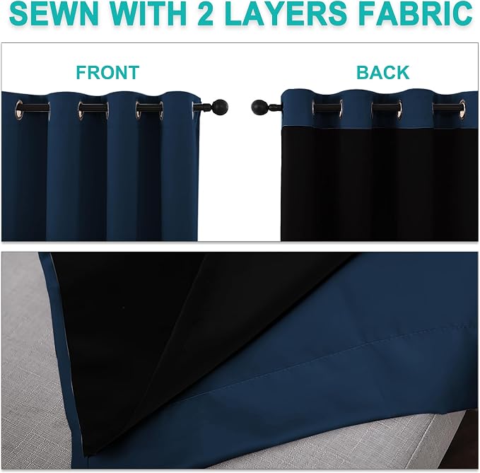 NICETOWN Blackout Curtains 80 inches Long, Full Light Blocking Drapes - Image 5