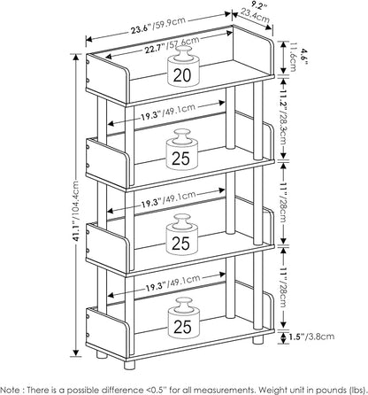 Furinno TURN-N-TUBE 4-Tier Display Shelf, Storage Shelves, Book Shelf, Open - Image 3