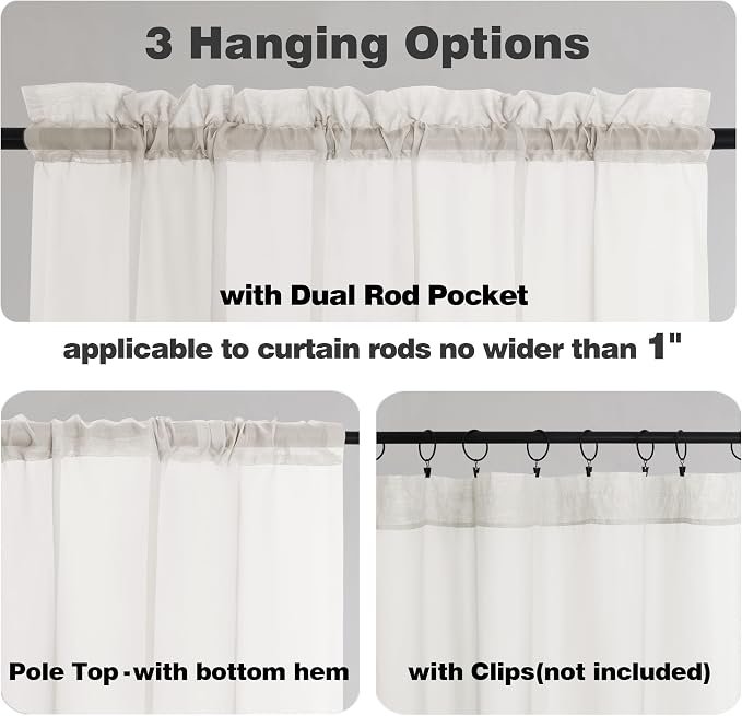 Chyhomenyc Ivory Sheer Curtains 96 Inches Long 2 Panels, Light Filtering Ivory - Image 3