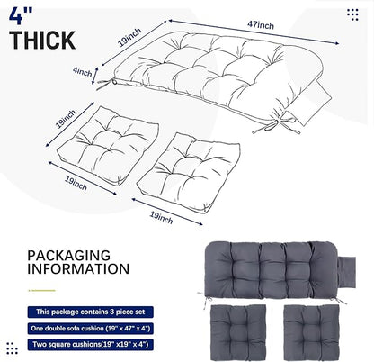 3 Pcs Wicker Chair Cushions Patio Loveseat Chaise Cushion Set - Image 2