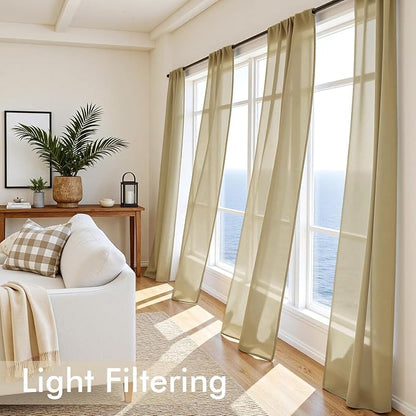 MIULEE Gold Sheer Curtains 108 Inches Long 4 Panels 42 x 108 Inches | Light - Image 4