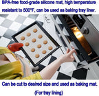 Silicone Mat - Non-Stick, Reusable & Heat Resistant Up to 500°F, Fits Resin Crafts, Dishwasher Safe for Baking, Cookies, Pastry (36” x 24”)