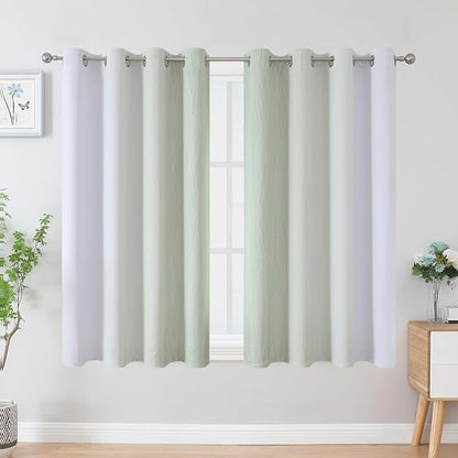 Sage Green and Greyish White Ombre Blackout Curtains - Image 2