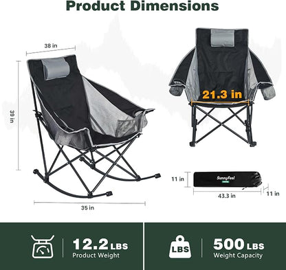 SUNNYFEEL Oversized Rocking Camping Chair, Fully Padded Patio Chair - Image 3