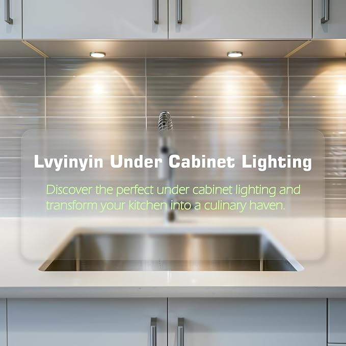 Kitchen Under Cabinet Lights Kit, 120 Volt Wired LED Puck Display Cases Lighting - Image 6