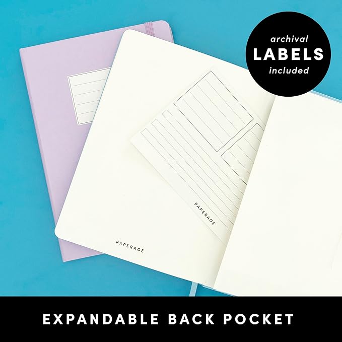 PAPERAGE Lined Journal Notebook, (Light Grey), 160 Pages, Medium 5.6 in x 8 in - 100 GSM Thick Paper – Hardcover Journaling Notebook for Work, School & Note Taking