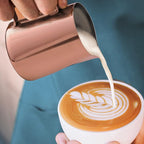 Zulay Milk Frother Cup 350ml/600ml/950ml (12oz/20oz/32oz) - Stainless Steel Frothing Pitcher With Laser-Welded Handle & Precise Measurement Markings - Rose Gold - 12oz