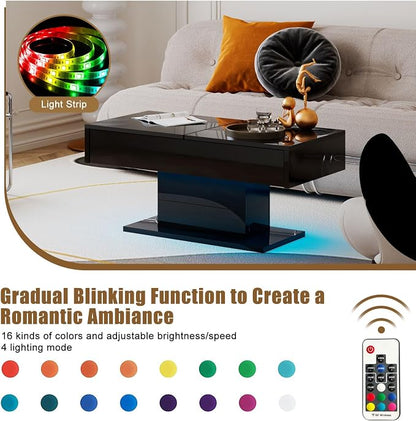 Black Modern Coffee Table with Hidden Storage - Image 4