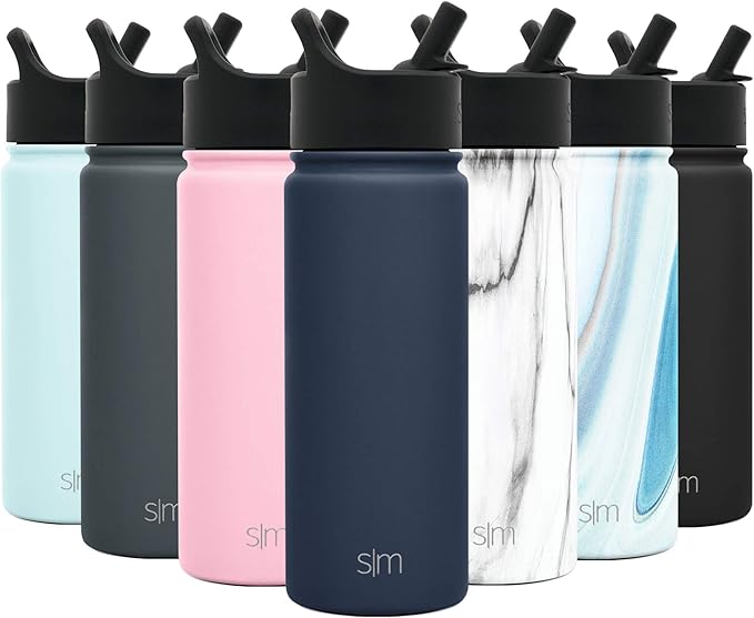 Simple Modern Kids Water Bottle with Straw Lid Vacuum Insulated Stainless Steel Metal Thermos Bottles | Reusable Leak Proof BPA-Free Flask for School | Summit Collection | 18oz, Deep Ocean Navy Blue
