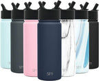 Simple Modern Kids Water Bottle with Straw Lid Vacuum Insulated Stainless Steel Metal Thermos Bottles | Reusable Leak Proof BPA-Free Flask for School | Summit Collection | 18oz, Deep Ocean Navy Blue