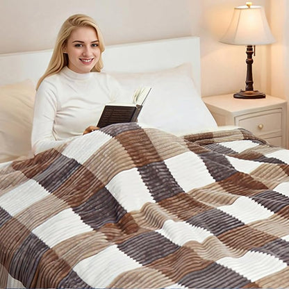 PU MEI Sherpa Blanket Full/Queen Plaid Thick Bed Blanket, 90”*80” Super Soft - Image 5