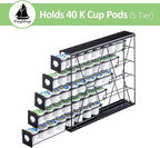 FlagShip 5-Tier Corner Coffee Pod Organizer for K Cup - 40 Capsules Metal Storage, Space-Saving Kitchen Countertop Rack Wall Mountable