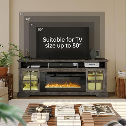 70" Fireplace TV Stand, Modern Entertainment Center - Image 7