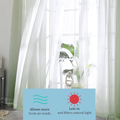 Sheer Curtains Sage Green, Light Filtering - Image 6