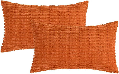 MIULEE Fall Lumbar Corduroy Decorative Throw Pillow Covers 12x20 Orange | Pack - Image 6