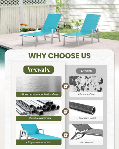 Patio Chaise Lounge Chair Outdoor Set of 2 - Image 7