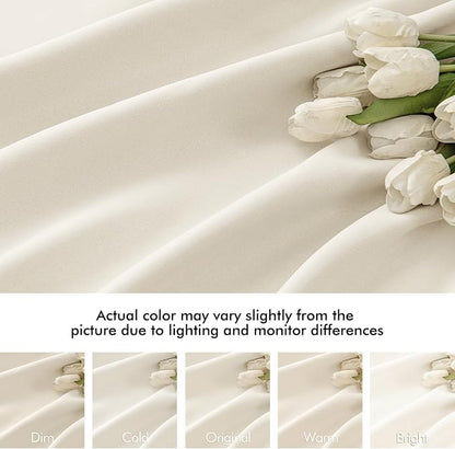 MIULEE Beige White Back Tab Blackout Curtains 52x96 Inch Long 2 Panels Set | - Image 8