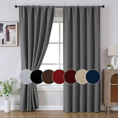 Joydeco Blackout Curtains 108 Inches Long, Thermal Insulated Black Out Curtains - Image 7