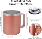 Volhoply 14oz Insulated Stainless Steel Coffee Mug with Lid Bulk 4 Pack,Double Wall Vacuum Travel Coffee Cup with Handle,Reusable Metal Cups Tumbler Cup,Camping Mugs,Ideal Gifts(Mix,4)