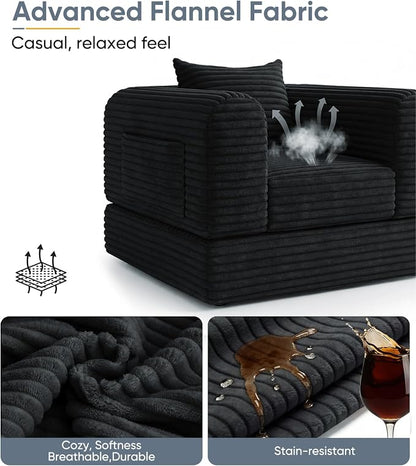 SYFERLORY Versatile 2 in1 Armchair Accent Chair Couch Convertible Boneless - Image 5