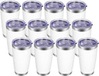 VEGOND 20oz Tumbler with Lid and Straw Stainless Steel Tumbler Cup Bulk Vacuum Insulated Double Wall Travel Coffee Mug Powder Coated Coffee Cup(White 12 Pack