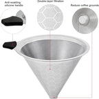 Pour Over Coffee Filters Compatible with Hario V60 02 03 & Chemex - Reusable Stainless Steel Permanent Filter Cone Dripper Coffee Maker and Bar Accessories