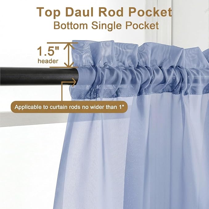 Chyhomenyc Sheer Curtains 72 Inch Length 2 Panels - Image 5