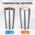 StarSpeed 20oz Tumbler Bulk with Lid, Stainless Steel Insulated Tumblers Double Wall Vacuum Insulated Travel Mug, Powder Coated Coffee Cups for Hot and Cold Drinks(Silver,8)
