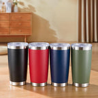 20 oz Tumblers Bulk Stainless Steel Tumbler with Lid Double Wall Vacuum Insulated Coffee Mug 20oz Powder Coated Cup for Hot and Cold Drinks, Black, 12 pack
