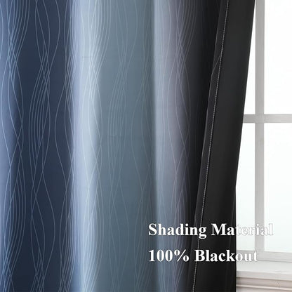 Black and Navy Blue Ombre Blackout Curtains - Image 5