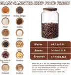 Vacuum Coffee Canister Glass Food Storage Jars With Airtight Lids Borosilicate Glass Coffee Canister Container for Coffee Beans & Grounds Tea Sugar Spices Kitchen (94oz(2800ml)-B-2pack)
