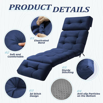Chaise Lounge Cushion Outdoor, Waterproof Thick Patio Lounge Chair Cushion - Image 6