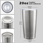 20oz Tumbler Bulk Stainless Steel Tumblers with Lid Vacuum Insulated Double Wall Travel Coffee Mug Powder Coated Tumbler Cup for Hot and Cold Drinks(Stainless Steel, 12 pack)