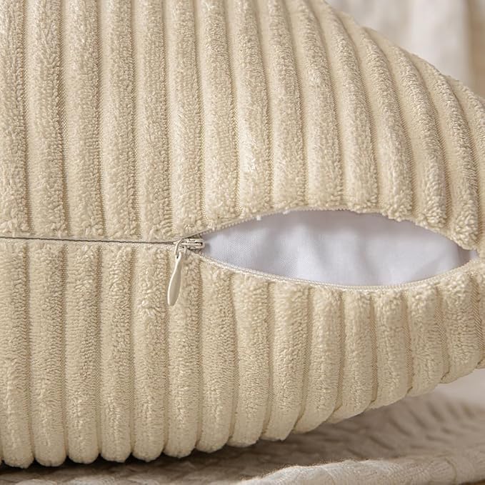 MIULEE Natural Beige Decorative Euro Sham Pillow Covers 24x24 Inch 2 Pack | - Image 6