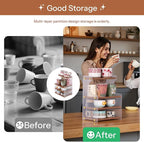Coffee Mug Holder Wooden Cup Station Organizer 4-Tier Cup Holder for Coffee Bar Mug Display Rack for Countertop Mug Holder Shelf for Home Kitchen Wood