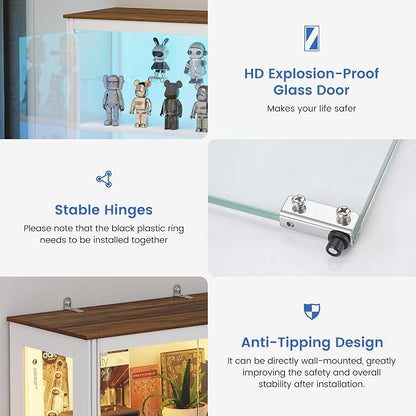 Gurexl Display Cabinet with Motion Sensor LED Lights, Glass Curio Cabinet with - Image 9