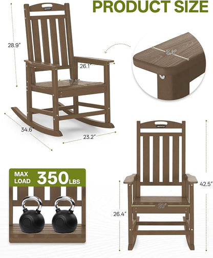 Outdoor Adirondack Rocking Chairs All-Weather HDPE Patio Rocker Chair - Image 3