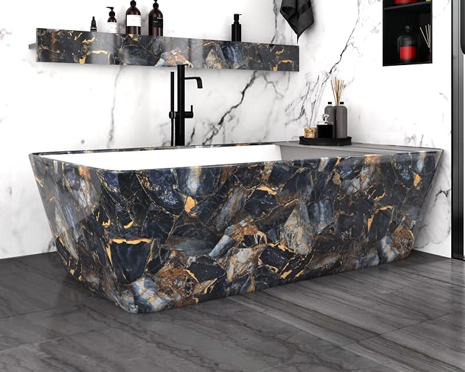 Marble Black Contact Paper Peel and Stick Countertops Gold Contact Paper Peel - Image 5