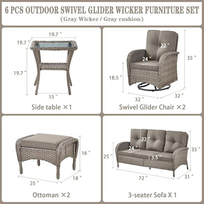 Belord 6 Pieces Wicker Patio Furniture Set - Image 2