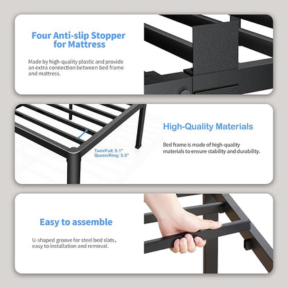 ROIL 12 inch King Size Bed Frame Metal Platform No Box Spring Needed - Image 4