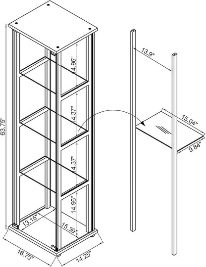 Coaster Home Furnishings Cyclamen 64-inch 5-Tier Clear Tempered Glass Curio - Image 3