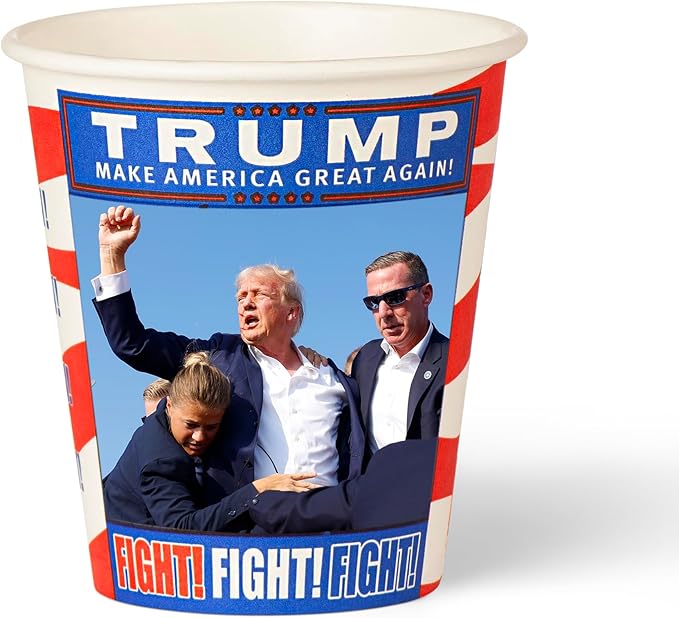 Smygoods Trump Design Disposable Paper Coffee Cups (10 OZ, 100 Count) For Hot Beverages, Tea, Espresso, Cocoa - To Go Drink Containers, Café & Office