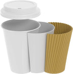 GUSTO [12 oz. - 500 Count Insulated Kraft Ripple Paper Hot Cups, Disposable Coffee Cups With Lids - Ideal for Hot Beverages, Travel, and Office Use (Formerly Comfy Package)