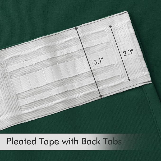 MIULEE Christmas Hunter Green Back Tab Blackout Curtains 52"x96" 2 Panels | Rod - Image 4