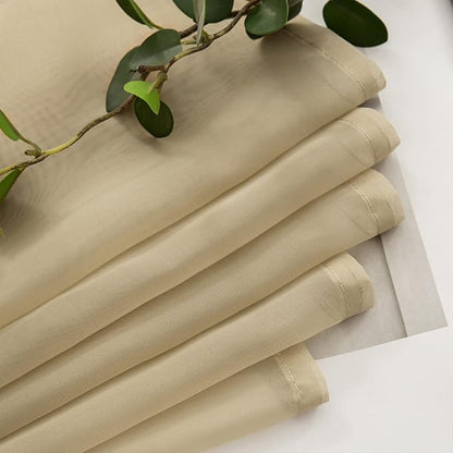 MIULEE 2 Panels Kitchen Tiers Half Window Sheer Curtains 29 X 36 Inch Beige | - Image 5