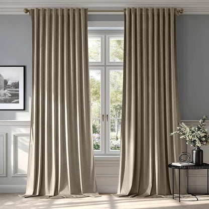 MIULEE Taupe Velvet Curtains 52x84 inches Luxury Blackout Curtains | Thermal by MIULEE