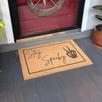 Halloween Stencils for Door Mats Welcome Ghost Stencil Reusable Stay Spooky Halloween Stencils for Painting on Wood Sign Doormats Fabrics DIY Crafts Decor