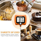 BOMATA Candy Thermometer with Pot Clip, Instant Read Cooking Thermometer with 8" Long Probe, Rotating Display, for Candy Making, Food, Candle Making, Liquids, Water, Baking, Sugar, Grilling. Orange