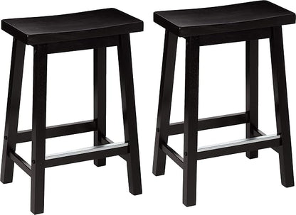 Amazon Basics Solid Wood Saddle-Seat Counter Height Bar Stools by AmazonBasics