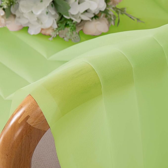 Short Lime Sheer Curtains 30 Inch Length 2 Panels Set, Kitchen Curtains Tiers - Image 6
